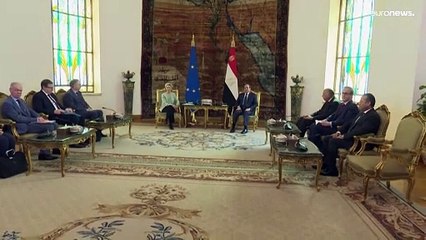 فيديو: السيسي ورئيسة المفوضية الأوروبية يعارضان تهجير الفلسطينين من غزة