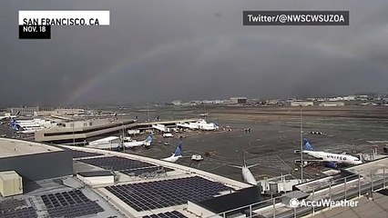 Double rainbow spotted over San Francisco airport