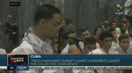 President Diaz-Canel meets with palestinian student representatives