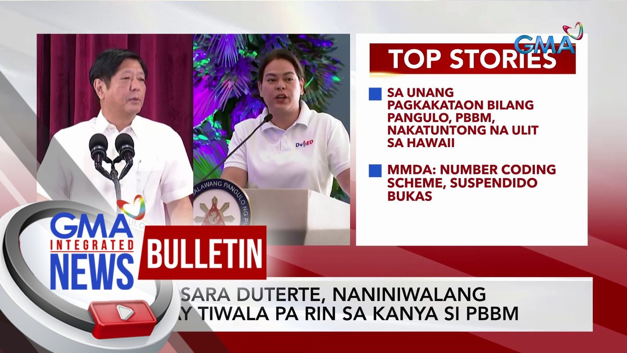 VP Sara Duterte, naniniwalang may tiwala pa rin sa kanya si PBBM | GMA Integrated News Bulletin