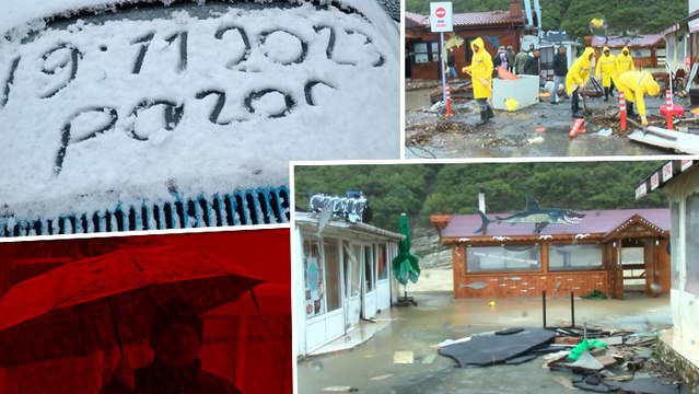 İstanbul'da fırtına, şiddetli yağmur ve kar sonrasında Şile'de dere taştı