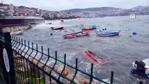 Bursa'da kuvvetli fırtına! Balıkçı tekneleri alabora oldu