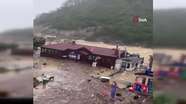 Şile’de şiddetli yağış nedeniyle dere taştı
