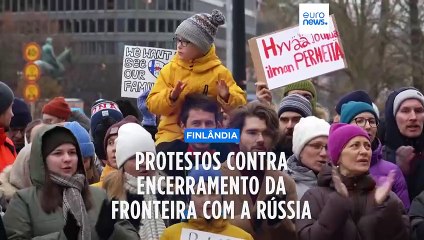 Protestos em Helsínquia pelo encerramento de postos fronteiriços entre a Finlândia e a Rússia