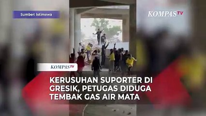 Detik-Detik Rusuh Suporter Bola di Gresik, Polisi Tembak Gas Air Mata