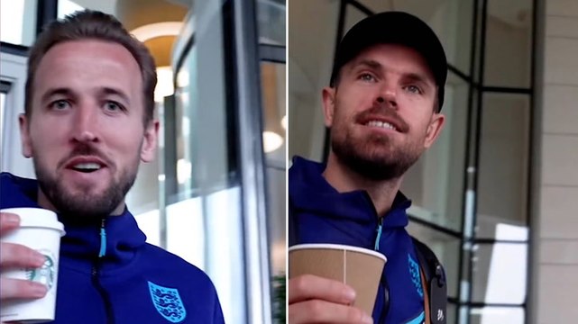 England footballers banter over favourite hot drinks as team head to North Macedonia