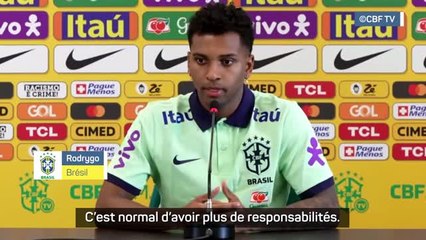 Brésil - Rodrygo : "Sans Neymar et Vini, je pense qu'ils attendent encore plus de moi"