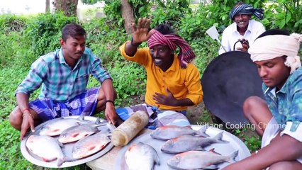 KING SIZE FISH FRY | Red Pomfret fish Fry in Village | Village Style Cooking | Village Food