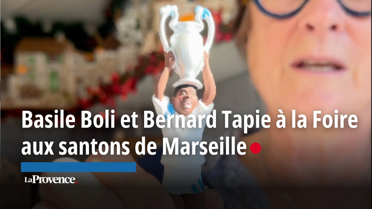 Basile Boli et Bernard Tapie reproduits à la Foire aux santons de Marseille
