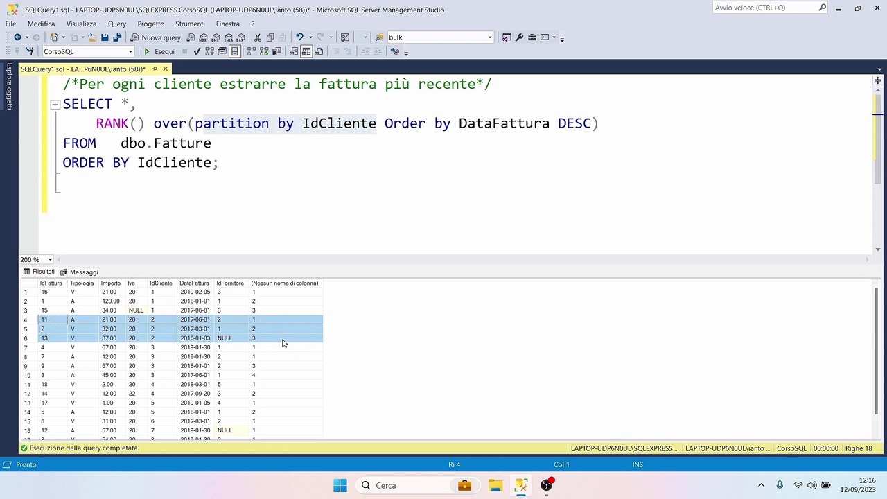 Window function su SQL
