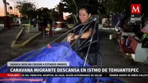 Caravana de 2 mil migrantes descansan en Istmo de Tehuantepec, Oaxaca