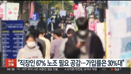 "직장인 67% 노조 필요 공감…가입률은 30%대"