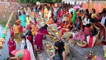Chhath puja performed with faith and enthusiasm by offering prayers to the setting sun