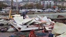Yalova'da fırtına sonucu balıkçı barınağında büyük hasar