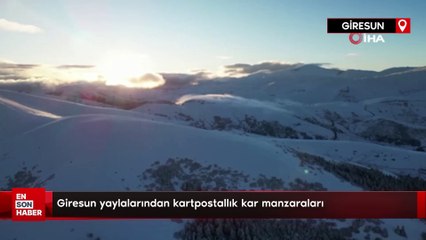 Giresun yaylalarından kartpostallık kar manzaraları
