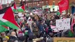 Palestine supporters protest outside the office of Birmingham Selly Oak MP Steve McCabe after ceasefire vote