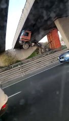 Truck Gets Stuck Under Overpass