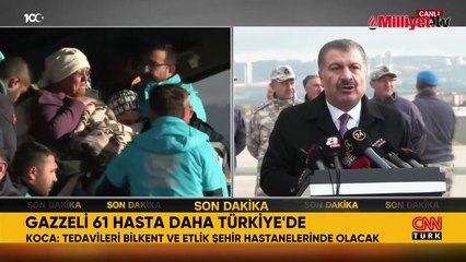 Gazzeli hastalar Türkiye'de! Bakan Koca bizzat karşıladı