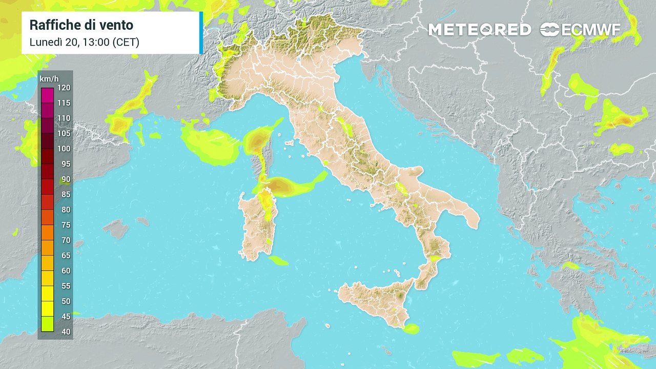 Attesi pure forti venti