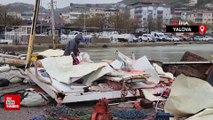 Yalova'da fırtına, balıkçı barınaklarını yıktı