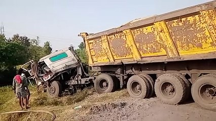 Tower falls on trailer