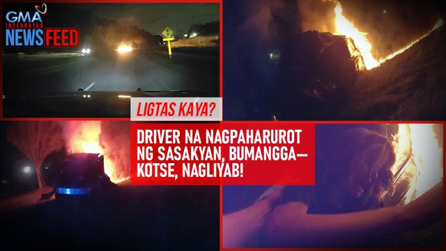 Ligtas kaya? Driver na nagpaharurot ng sasakyan, bumangga — kotse, nagliyab! | GMA Integrated Newsfeed