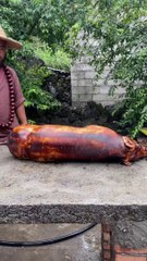 Cooked the pig very well and made a very tasty dish. | Pig Cooking Videos | Pig Recipes