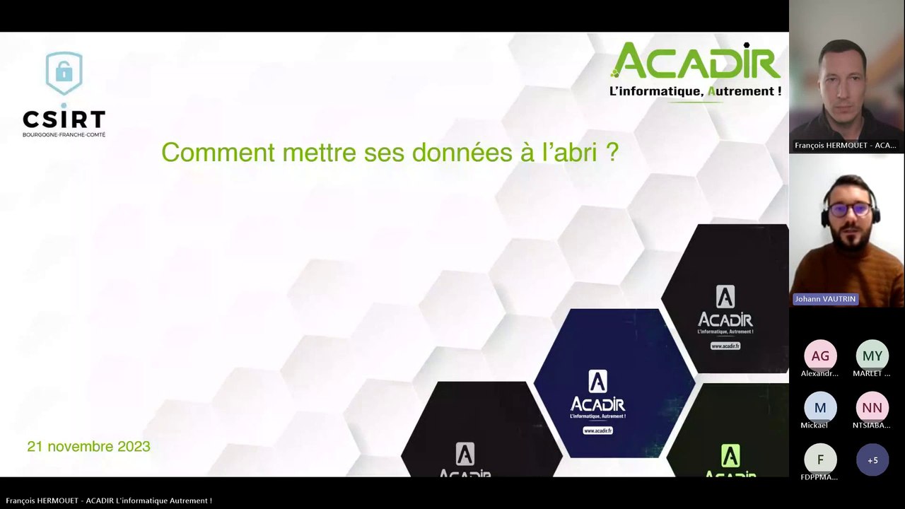 [WEBINAIRE] CSIRT-BFC / ACADIR - Comment bien gérer la sauvegarde de ses données ?