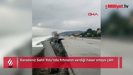 Karadeniz Sahil Yolu'nda fırtınanın verdiği hasar ortaya çıktı