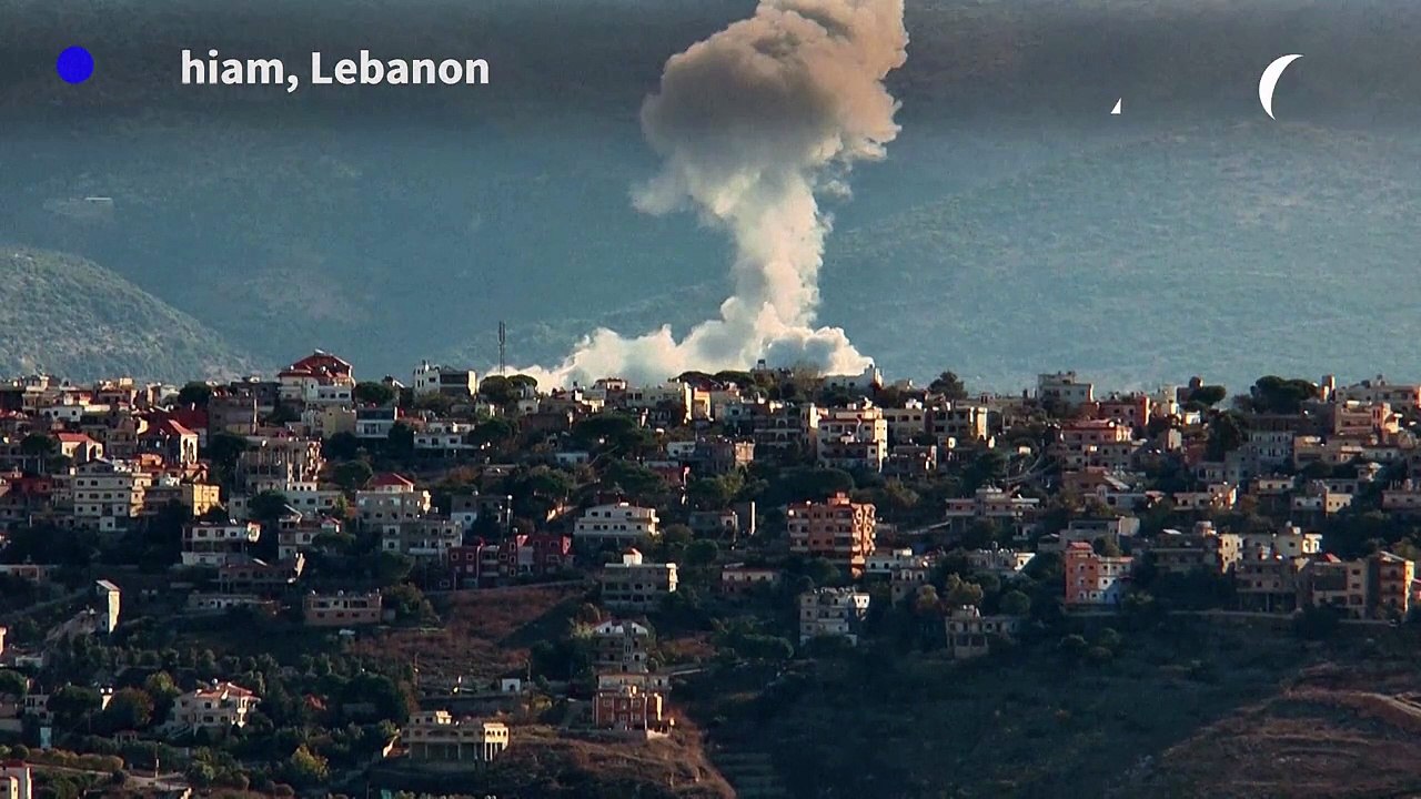 Smoke billows after Israeli strike on Lebanese border town