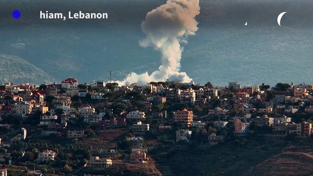 Smoke billows after Israeli strike on Lebanese border town