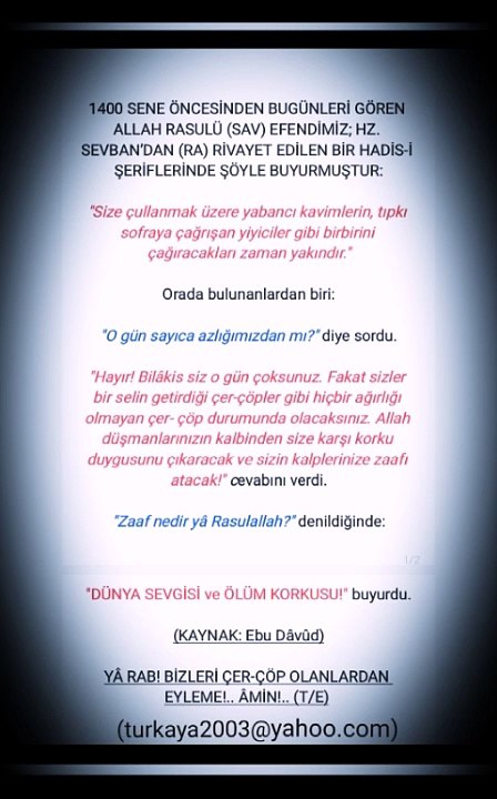 Ya Rab! Bizleri çer-çöp olanlardan eyleme! Âmin!..