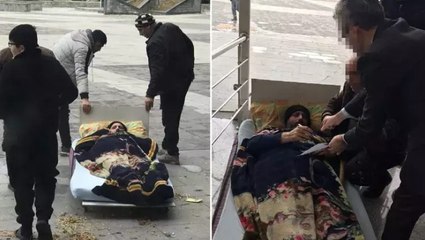 Kayseri'de boşanma davasına tekerlekli yatak ile getirildi