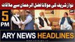 ARY News 5 PM Headlines 21st November 2023 | Nawaz Sharif's meeting Maulana Fazlur Rehman