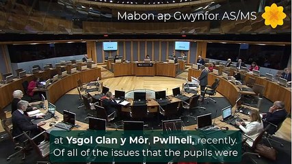 Hear Mabon ap Gwynfor MS raise Pwllheli pupils' concerns in the Senedd