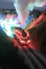 The Christmas train of lights from the Dartmouth Steam Railway, by Scott Williams