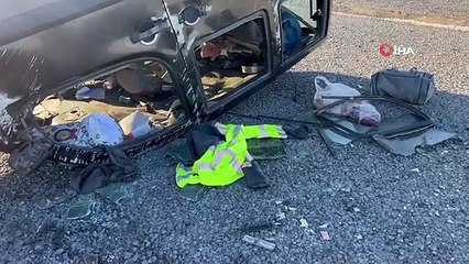 Aksaray'da drift yapan otomobilin çarptığı araç takla attı