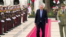 Erdoğan, Cezayir Cumhurbaşkanlığı Sarayı'nda resmi törenle karşılandı