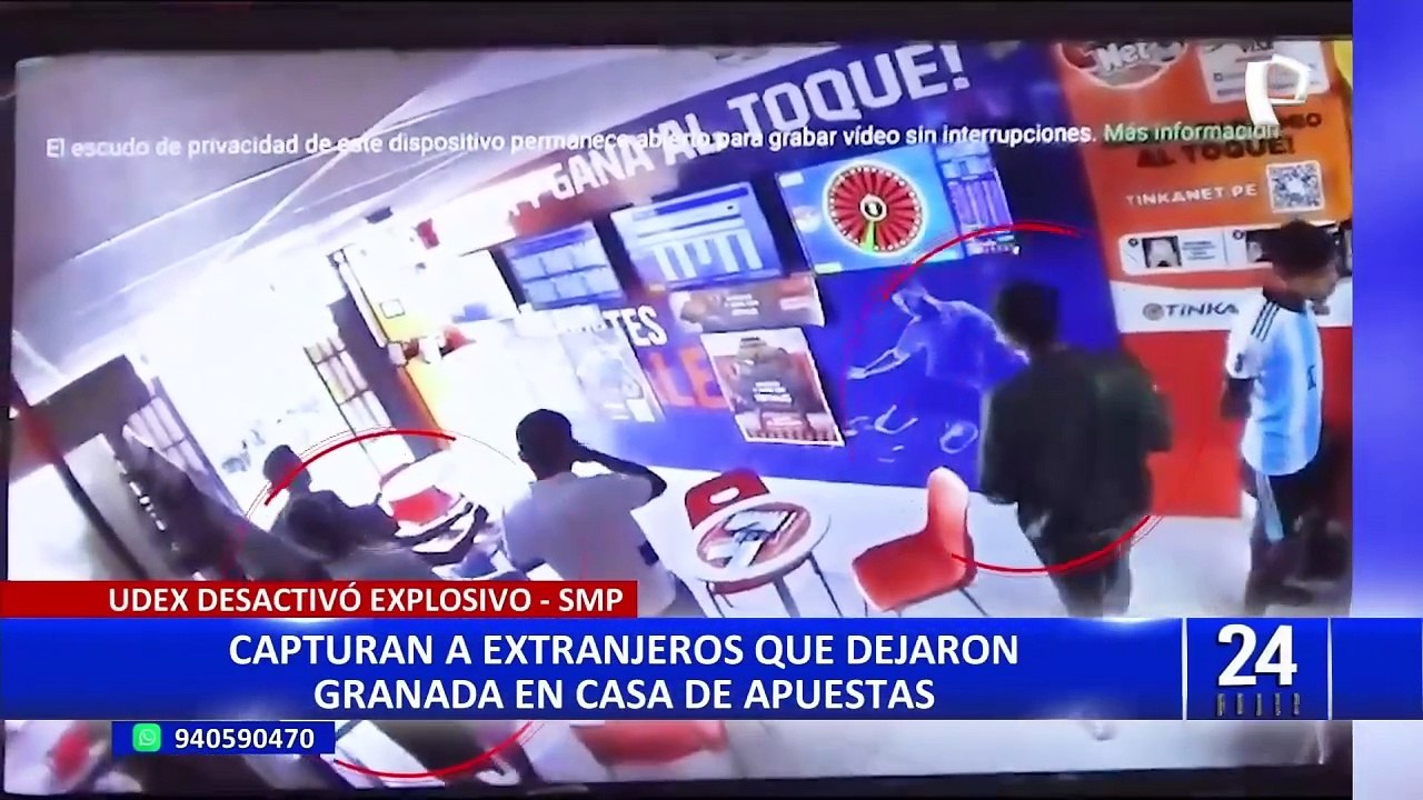 SMP: detienen a extorsionadores extranjeros tras dejar una granada en casa de apuestas