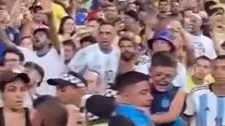 Brazil - Argentina. Brawling between fans, football players and police.