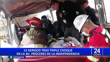 San Juan de Lurigancho: triple choque deja al menos 12 heridos