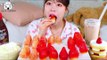 ASMR MUKBANG| King's Strawberry&White Strawberry, Strawberry Snow man, Tanghulu, Bubble tea, Cake