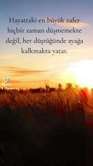 Hayattaki en büyük zafer hiçbir zaman düşmemekte değil, her düştüğünde ayağa kalkmakta yatar.