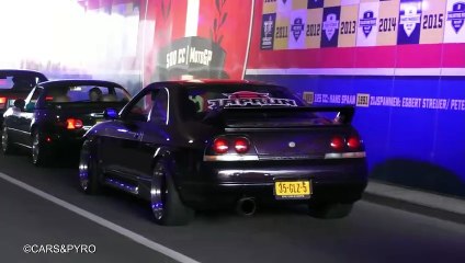 BEST OF NISSAN SKYLINE SOUNDS Compilation- Accelerations_ Revs_ Flames_ Burnouts  (R32_ R33_ R34...)(720P_60FPS)
