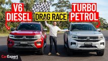 VW Amarok V6 v turbo 4 Dragparison! Drag race, sound test & 0-100. It has the old Focus RS engine!