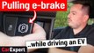 Pulling the emergency brake (handbrake) in an EV - what happens is surprising!