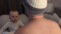 Dad finds a clever way to grab baby's attention during mealtime *Wholesome*