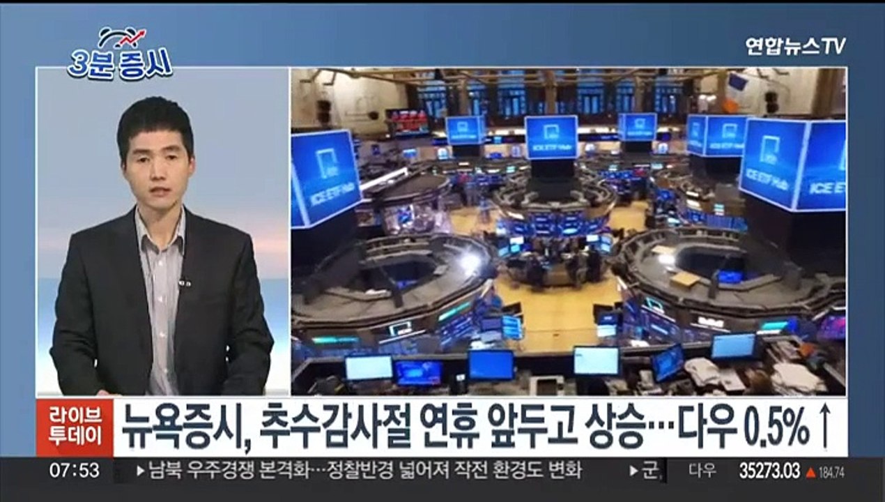 [3분증시] 뉴욕증시, 추수감사절 연휴 앞두고 상승…다우 0.5%↑