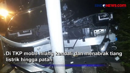 Tiang Lampu Jalan di Kebayoran Lama Patah Ditabrak Sedan, Sopir Diduga Mabuk