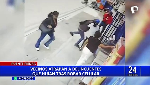 Puente Piedra: golpean a delincuentes que pretendían huir en una moto tras robar celular
